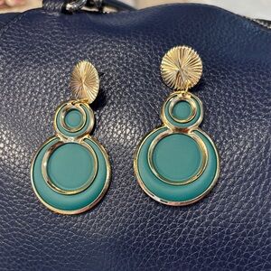 Fashion JewerlyGold and Green Statement Earrings